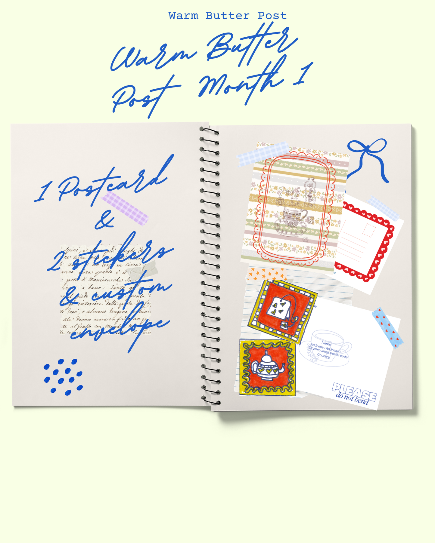 snail mail club launch, mail club subscription, monthly letters, junk journals, stickers, postcards