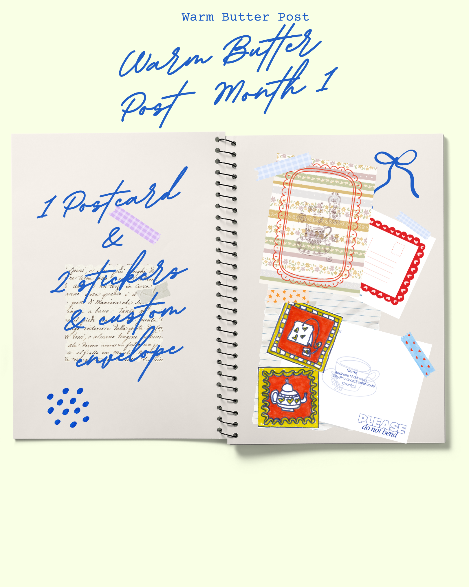 snail mail club launch, mail club subscription, monthly letters, junk journals, stickers, postcards